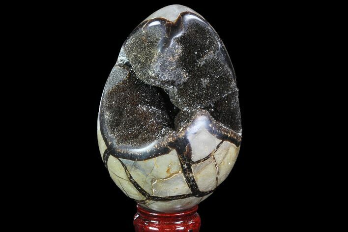 Septarian Dragon Egg Geode - Black Crystals #88507